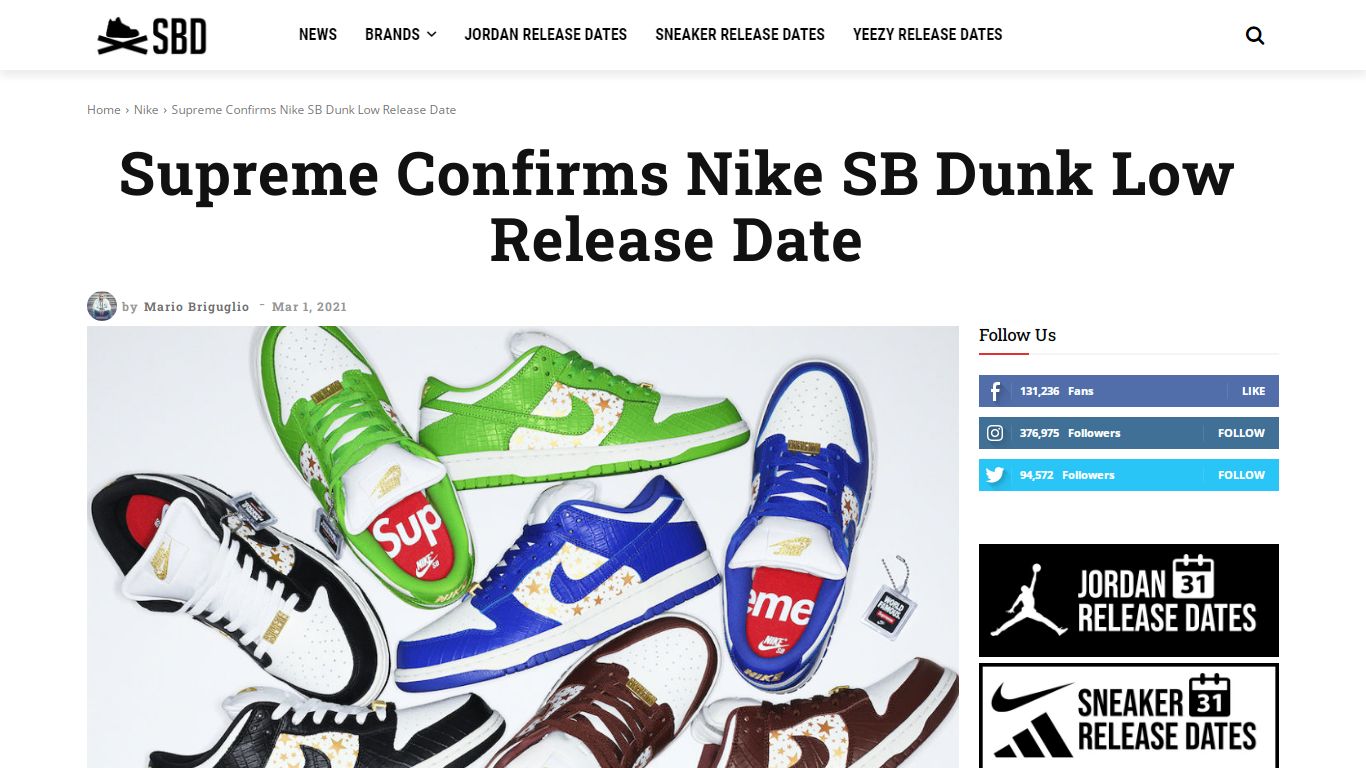 Supreme Nike SB Dunk Low Stars Release Date - Sneaker Bar Detroit